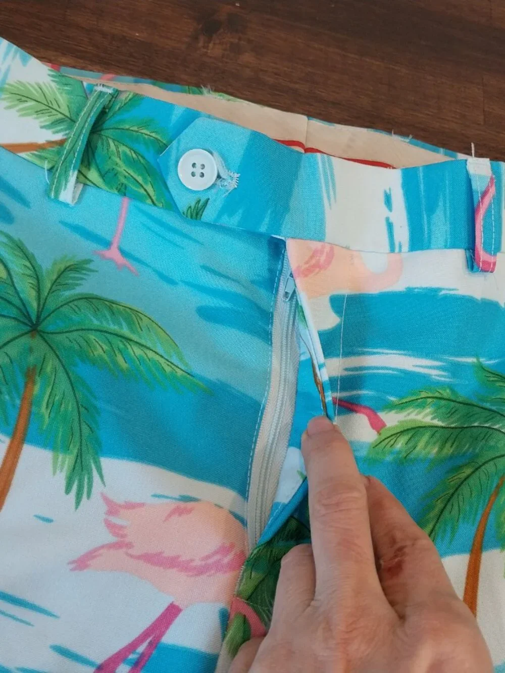 OppoSuits Mens 38 Jacket Pants Suit Tropical Flamingo Beach Party Blue Pink NEW.